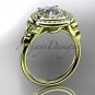 14kt yellow gold diamond engagement ring with a Forever One Moissanit center stone ADLR133