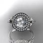 Platinum diamond engagement ring with a Forever One Moissanite center stone ADLR133