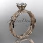 14kt rose gold diamond engagement ring, engagement set with a Moissanite center stone ADLR132S