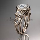 14kt rose gold engagement ring with a Forever One Moissanite center stone ADLR131