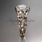 14kt rose gold engagement ring with a Forever One Moissanite center stone ADLR131