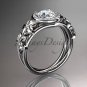 Platinum diamond engagement ring with a Forever One Moissanite center stone ADLR131
