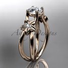 14kt rose gold diamond floral wedding ring, engagement ring ADLR130