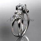 Platinum diamond engagement ring with a Forever One Moissanite center stone ADLR130