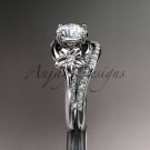 14kt white gold diamond floral wedding set, engagement set ADLR125