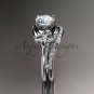 14kt white gold diamond floral wedding set, engagement set ADLR125