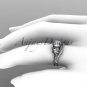 14kt white gold diamond floral wedding set, engagement set ADLR125