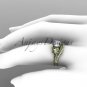14kt yellow gold diamond floral wedding set, engagement set ADLR125