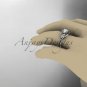 14kt white gold wedding ring, engagement ring with a Moissanite center stone ADLR125