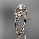 14kt rose gold diamond wedding ring, engagement ring with a Moissanite center stone ADLR125