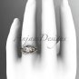 14kt rose gold diamond wedding set, engagement set with a Moissanite center stone ADLR125