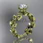 14kt yellow gold diamond leaf and vine engagement ring ADLR124