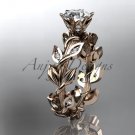14kt rose gold diamond leaf and vine engagement ring ADLR124
