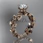 14kt rose gold diamond leaf and vine engagement ring ADLR124