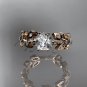 14kt rose gold diamond leaf and vine engagement ring ADLR124
