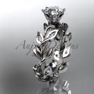 14k white gold diamond engagement ring with a "Forever One" Moissanite center stone ADLR124