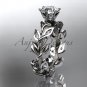 14k white gold diamond leaf and vine engagement ring ADLR124