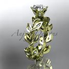 14k yellow gold diamond engagement ring with a "Forever One" Moissanite center stone ADLR124