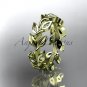 14kt yellow gold diamond leaf wedding ring, wedding band ADLR120