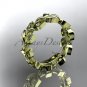14kt yellow gold diamond leaf wedding ring, wedding band ADLR120