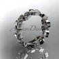 14kt white gold diamond leaf wedding ring, wedding band ADLR120