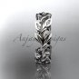 14kt white gold diamond leaf wedding ring, wedding band ADLR120