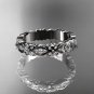 14kt white gold diamond leaf wedding ring, wedding band ADLR120