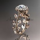14k rose gold diamond leaf and vine wedding ring, engagement ring ADLR118