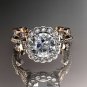 14k rose gold diamond leaf and vine wedding ring, engagement ring ADLR118