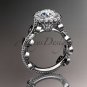 14k white gold diamond leaf and vine wedding ring, engagement ring ADLR118
