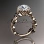 14k rose gold diamon wedding ring, engagement ring with a Moissanite center stone ADLR118