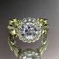 14k yellow gold diamond wedding ring, engagement ring with a Moissanite center stone ADLR118