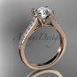 14kt rose gold diamond unique engagement ring, wedding ring ADER116