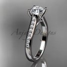 14kt white gold diamond engagement ring, wedding ring with a Moissanite center stone ADER116