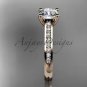 14kt rose gold diamond engagement ring, wedding ring with a Moissanite center stone ADER116
