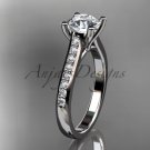 Platinum diamond unique engagement ring, wedding ring with a Moissanite center stone ADER116