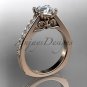 14kt rose gold diamond unique engagement ring, wedding ring ADER114