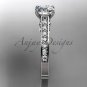 14kt white gold diamond unique engagement ring, wedding ring with a Moissanite center stone ADER114
