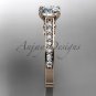 14kt rose gold diamond unique engagement ring, wedding ring with a Moissanite center stone ADER114