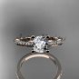 14kt rose gold diamond unique engagement ring, wedding ring with a Moissanite center stone ADER114