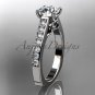 Platinum diamond unique engagement ring, wedding ring with a Moissanite center stone ADER114