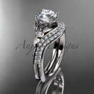 Platinum diamond leaf and vine engagement ring set ADLR112S