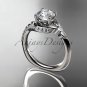 Platinum diamond leaf and vine engagement ring with a Moissanite center stone ADLR112