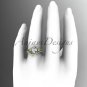 14kt yellow gold diamond leaf and vine engagement ring set with a Moissanite center stone ADLR112S
