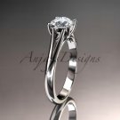 14kt white gold unique engagement ring, wedding ring, solitaire ring ADER109