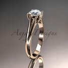 14kt rose gold unique engagement ring, wedding ring, solitaire ring ADER109