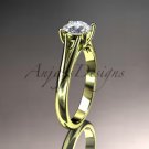 14kt yellow gold unique engagement ring, wedding ring, solitaire ring ADER109