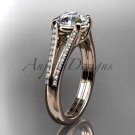 14kt rose gold diamond unique engagement ring, wedding ring ADER108