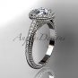 14kt white gold diamond unique engagement ring, wedding ring with a Moissanite center stone ADER104