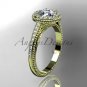 14kt yellow gold diamond unique engagement ring, wedding ring with a Moissanite center stone ADER104